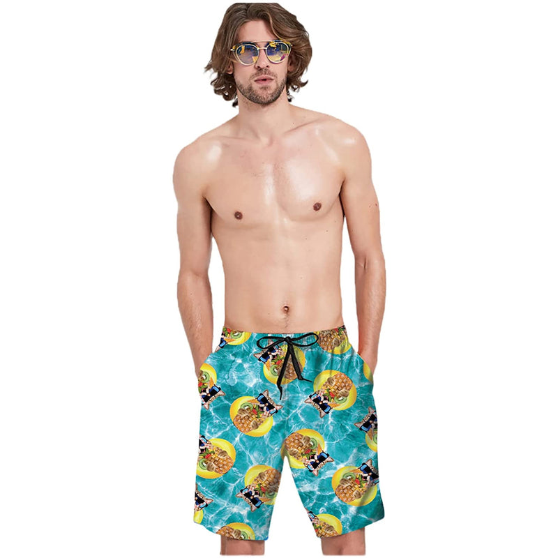 Pineapple Cat Funny Swim Trunks