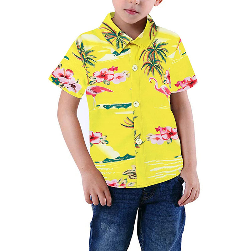 Hawaiian Flamingo Yellow Funny Toddler Hawaiian Shirt