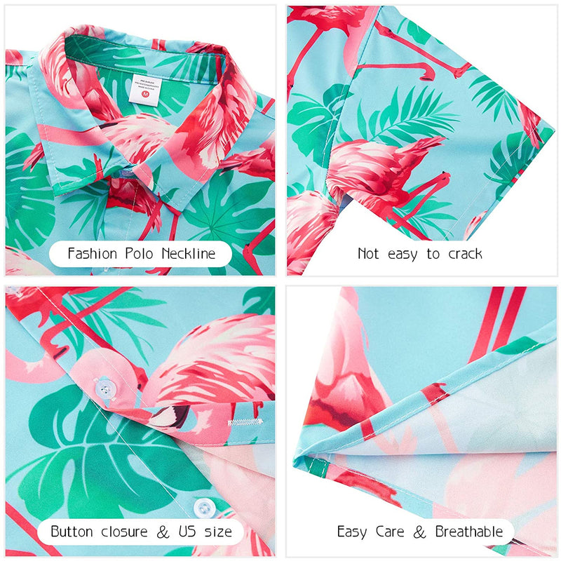 Pink Flamingo Funny Hawaiian Shirt with Palm Leaf