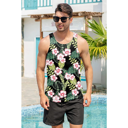Lustiges Tank Top mit Blumen und Blättern