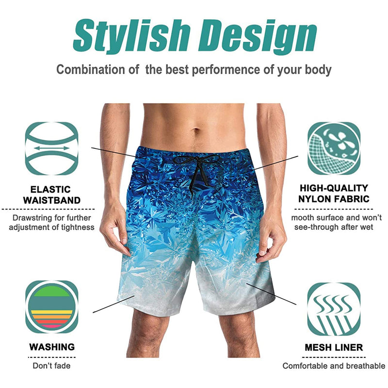 Blue Snowflake Funny Swim Trunks