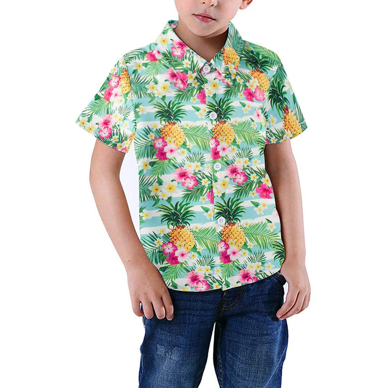 Flower Pineapple Funny Toddler Hawaiian Shirt