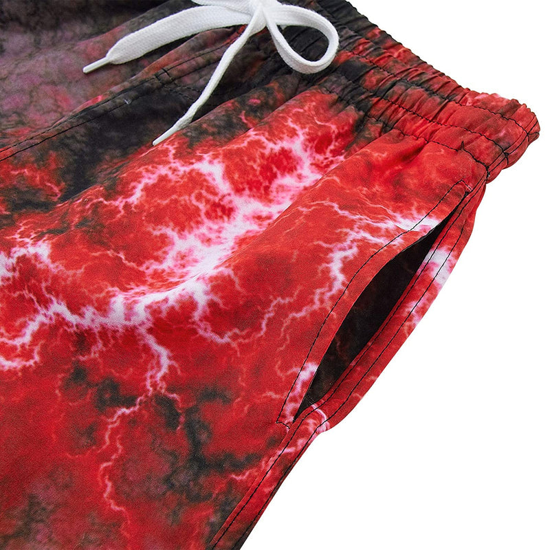 Red Thunder Lightning Funny Boy Swim Trunk