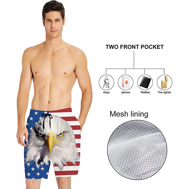 American Flag Eagle Funny Swim Trunks