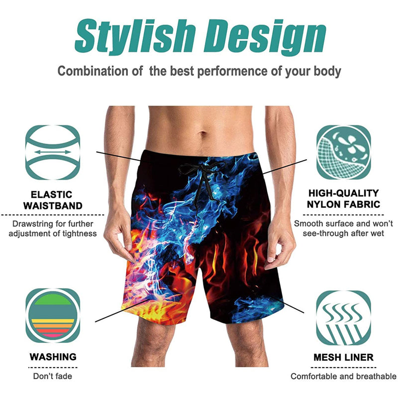 Ice & Fire Flame Funny Swim Trunks