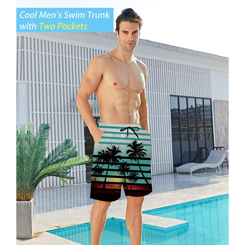 Palm Tree Stripe Funny Swim Trunks