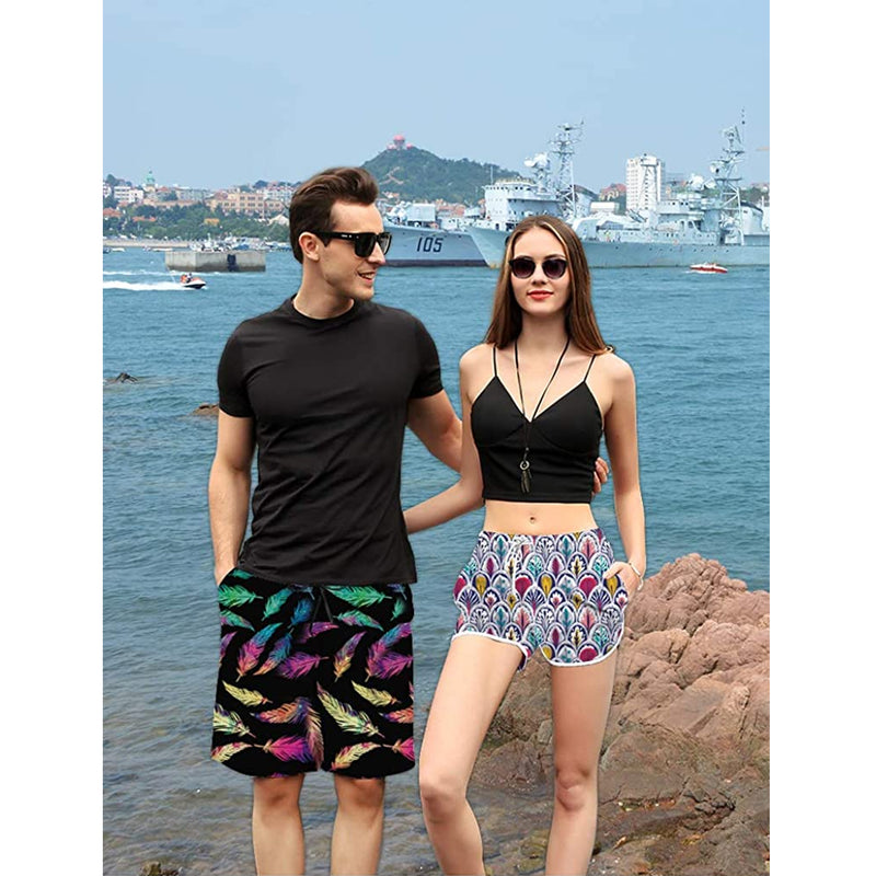 Colorful Feather Funny Board Shorts for Women