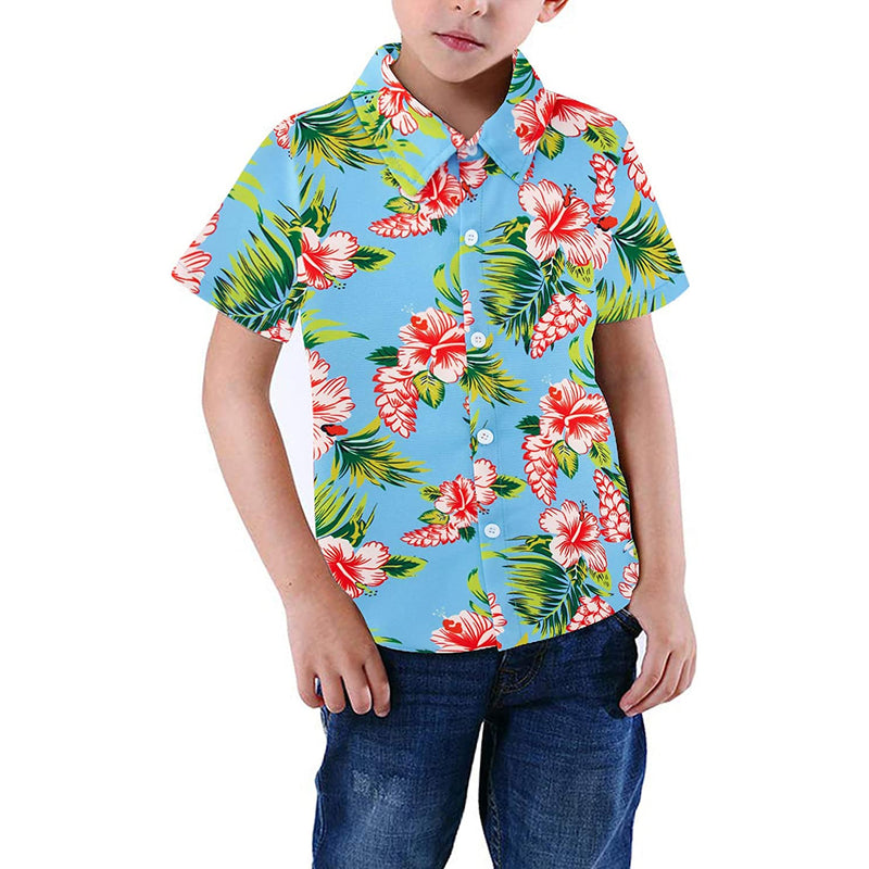 Hawaii Floral Light Blue Funny Toddler Hawaiian Shirt