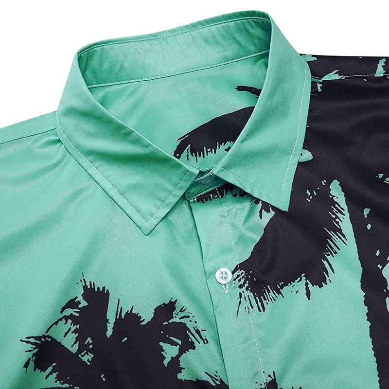 Green Palm Tree Funny Button Up Shirt