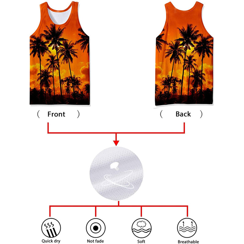 Orange Palm Tree Hawaiian Funny Tank Top