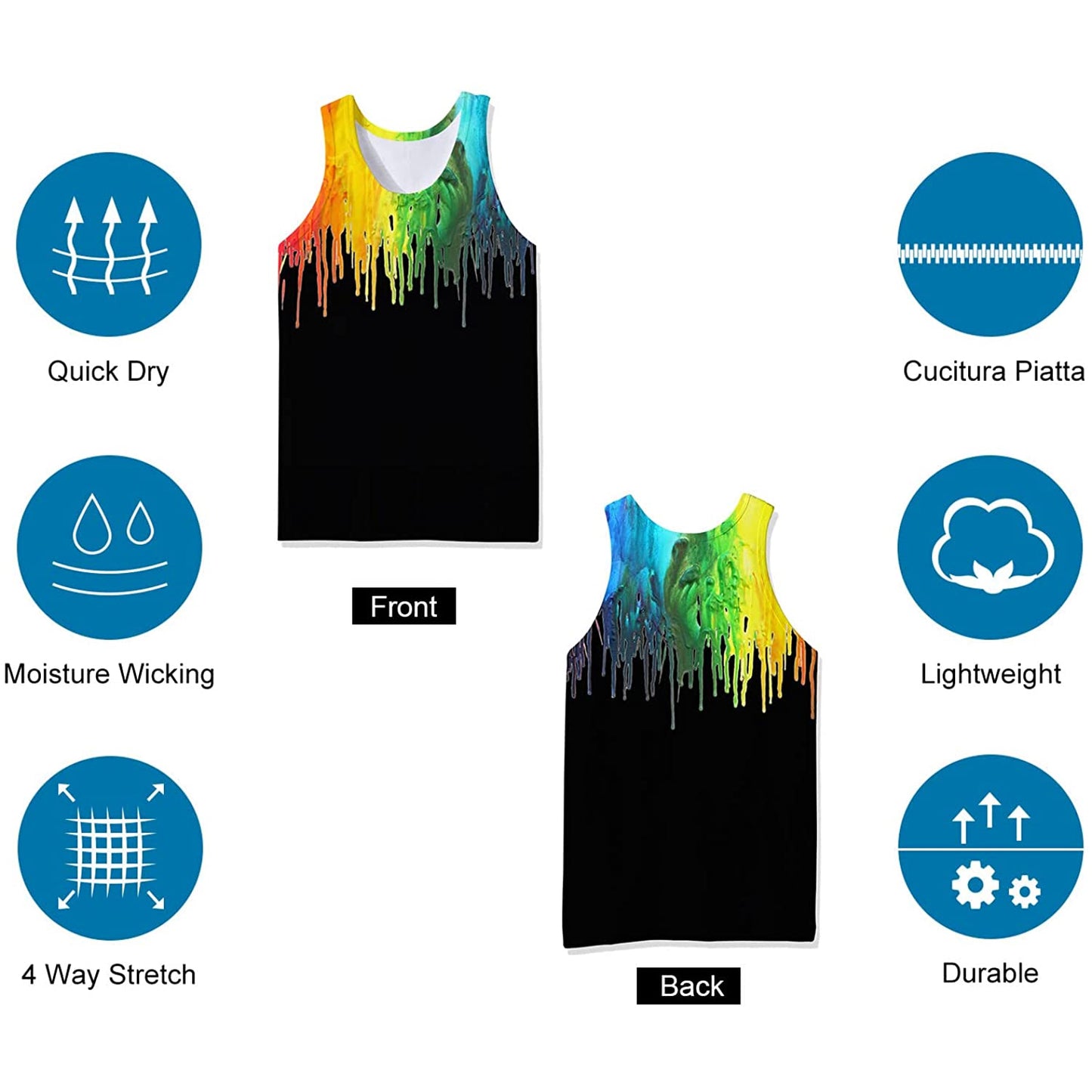 Verfspatten Zwart Grappig Tanktopje