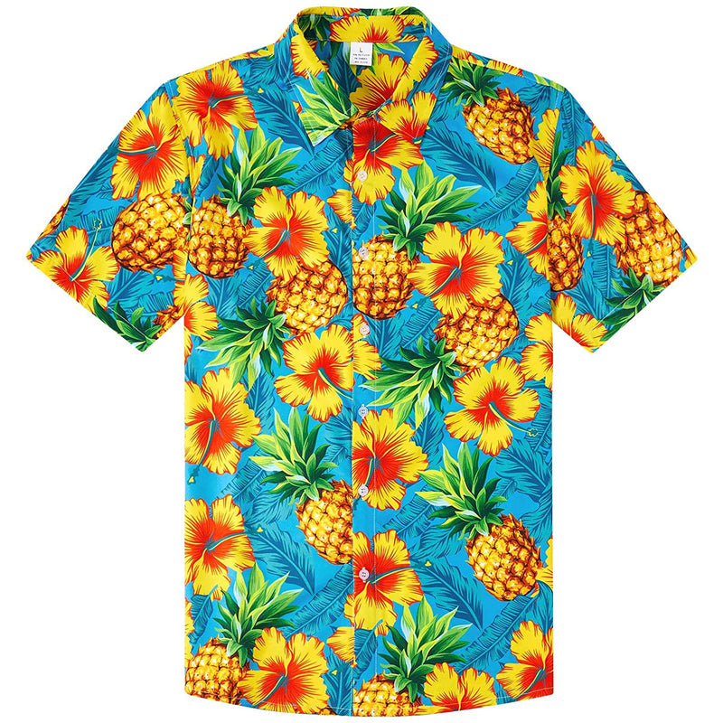 Yellow Flowers Pineapple Funny Button Up Shirt