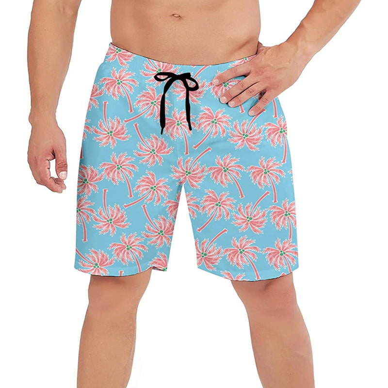 Pink Palm Tree Funny Swim Trunks