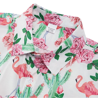 Kaktus Rose Flamingo Lustiges Hawaiihemd