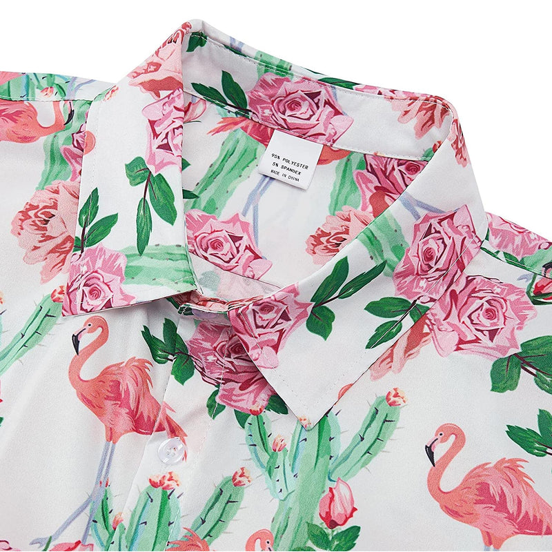 Cactus Rose Flamingo Funny Hawaiian Shirt