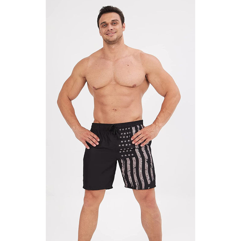 Black American Flag Funny Swim Trunks