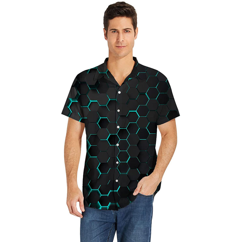 Blue Hexagon Funny Hawaiian Shirt