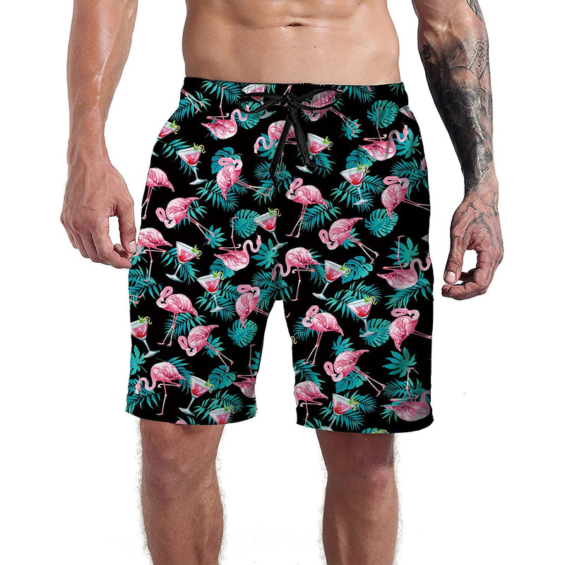 Pink Flamingo Funny Swim Trunks