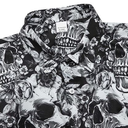 Gray Flowers Skull Funny Hawaiian Shirt