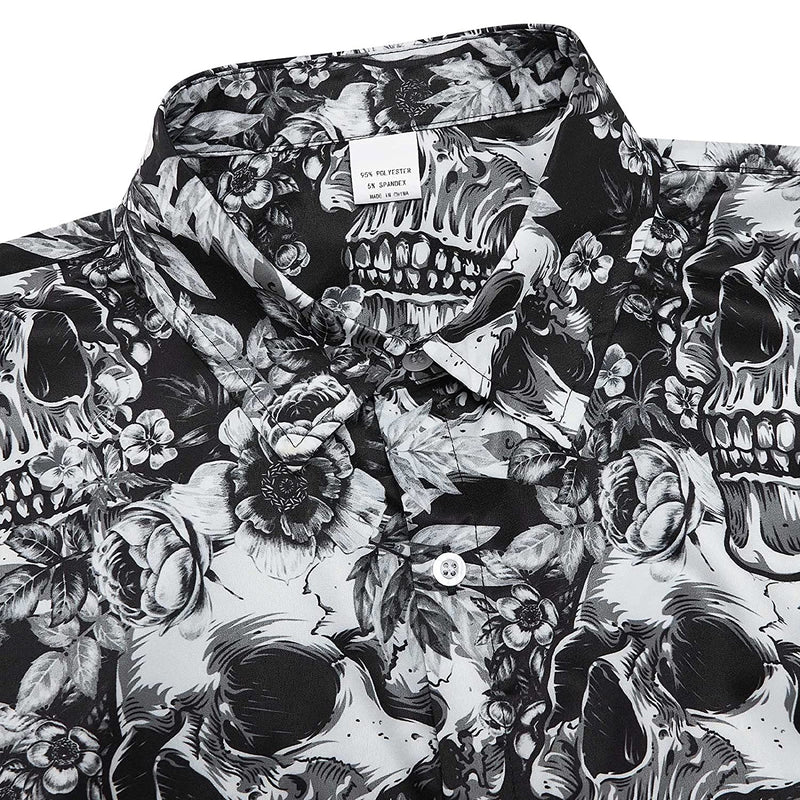Gray Flowers Skull Funny Hawaiian Shirt