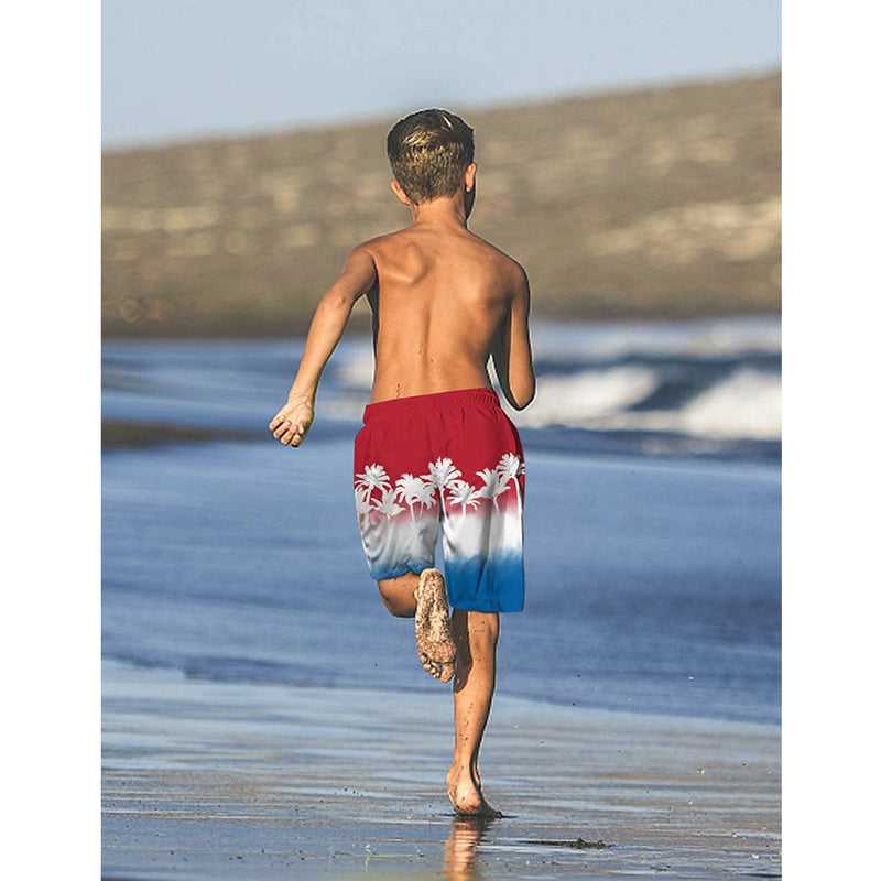 Red White Palm Tree Funny Boy Swim Trunk