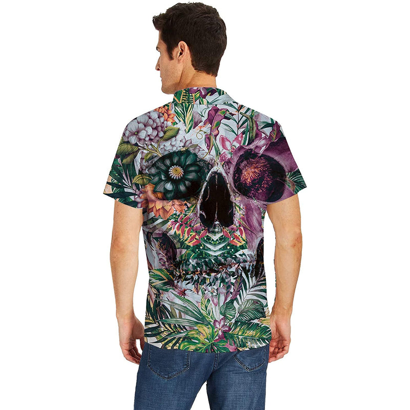 Floral Leaf Skull Funny Hawaiian Shirt