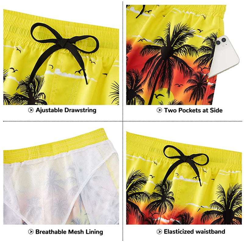 Yellow Coconut Tree Funny Swim Trunks