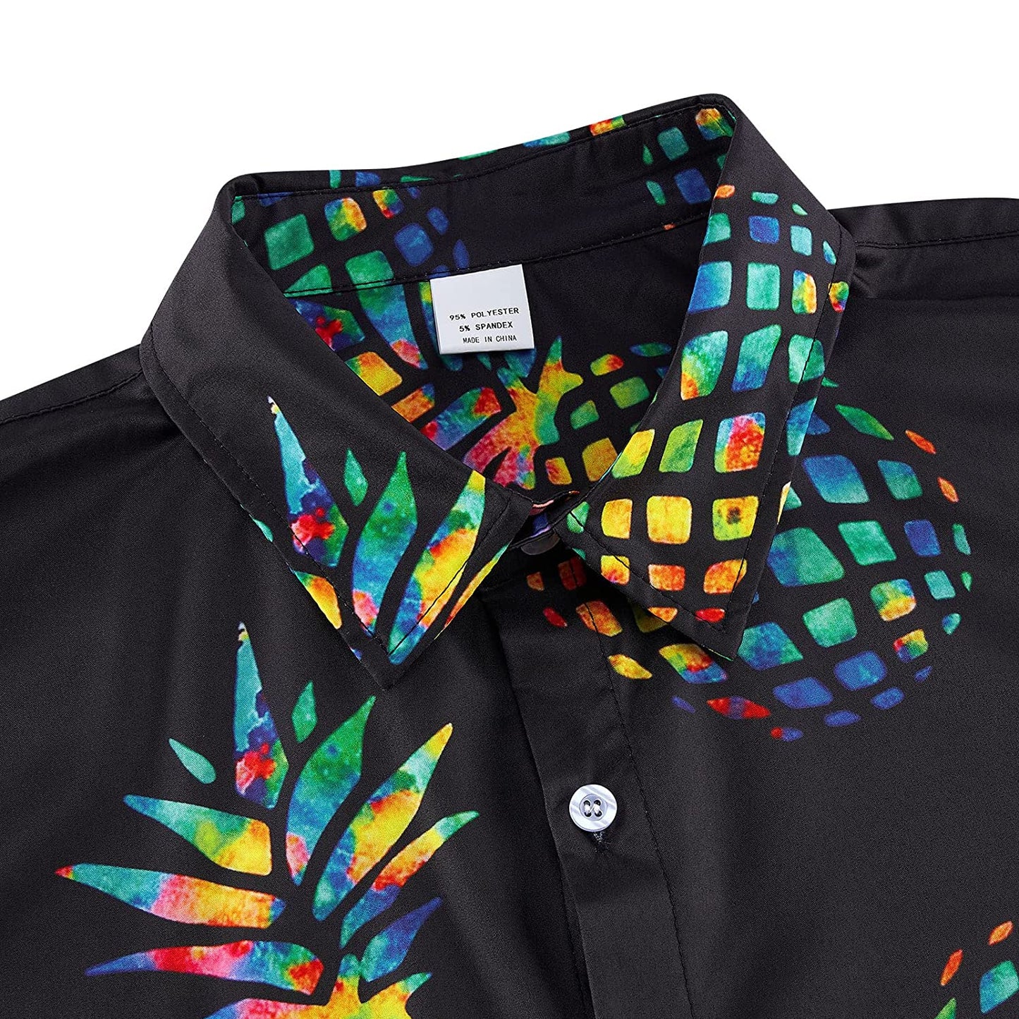 Bunte Ananas schwarz lustige Hawaiian Shirt