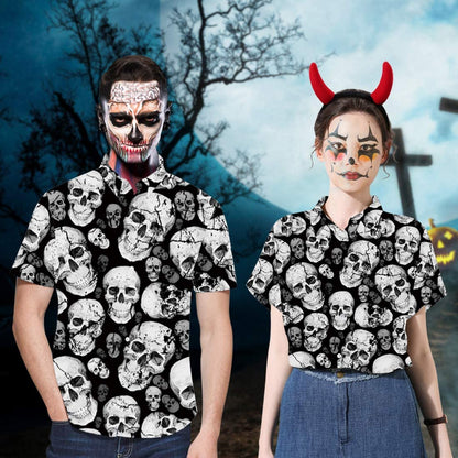 Lustiges Hawaiihemd mit Halloween-Totenkopf