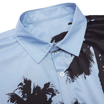 Hellblaues lustiges Hawaiihemd mit Palmen