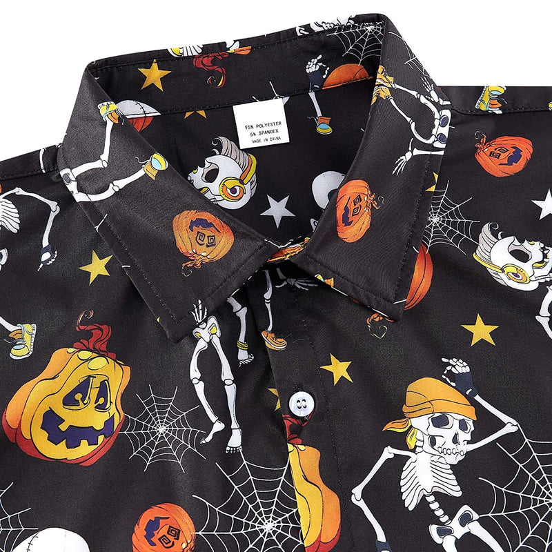 Halloween Pumpkins Skeleton Funny Hawaiian Shirt