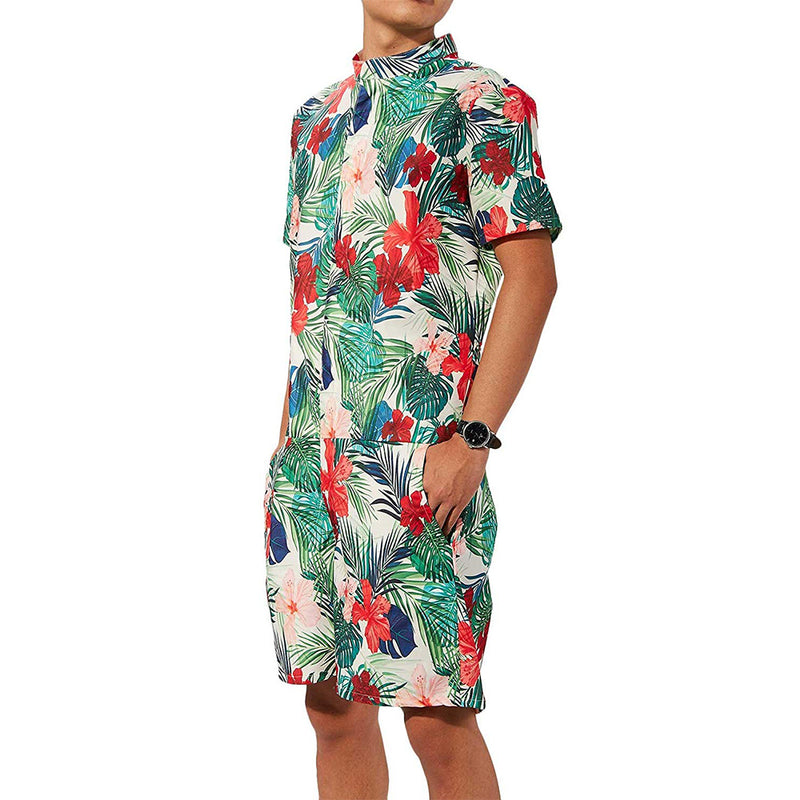 Flowers Male Romper Green