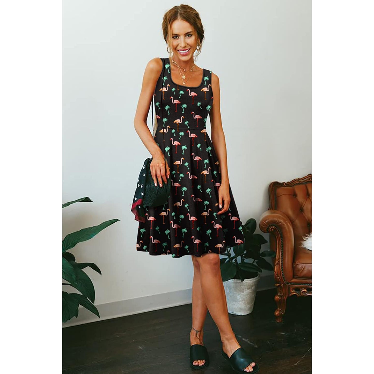 Flamingos Palme Lustiges Kleid für Frauen