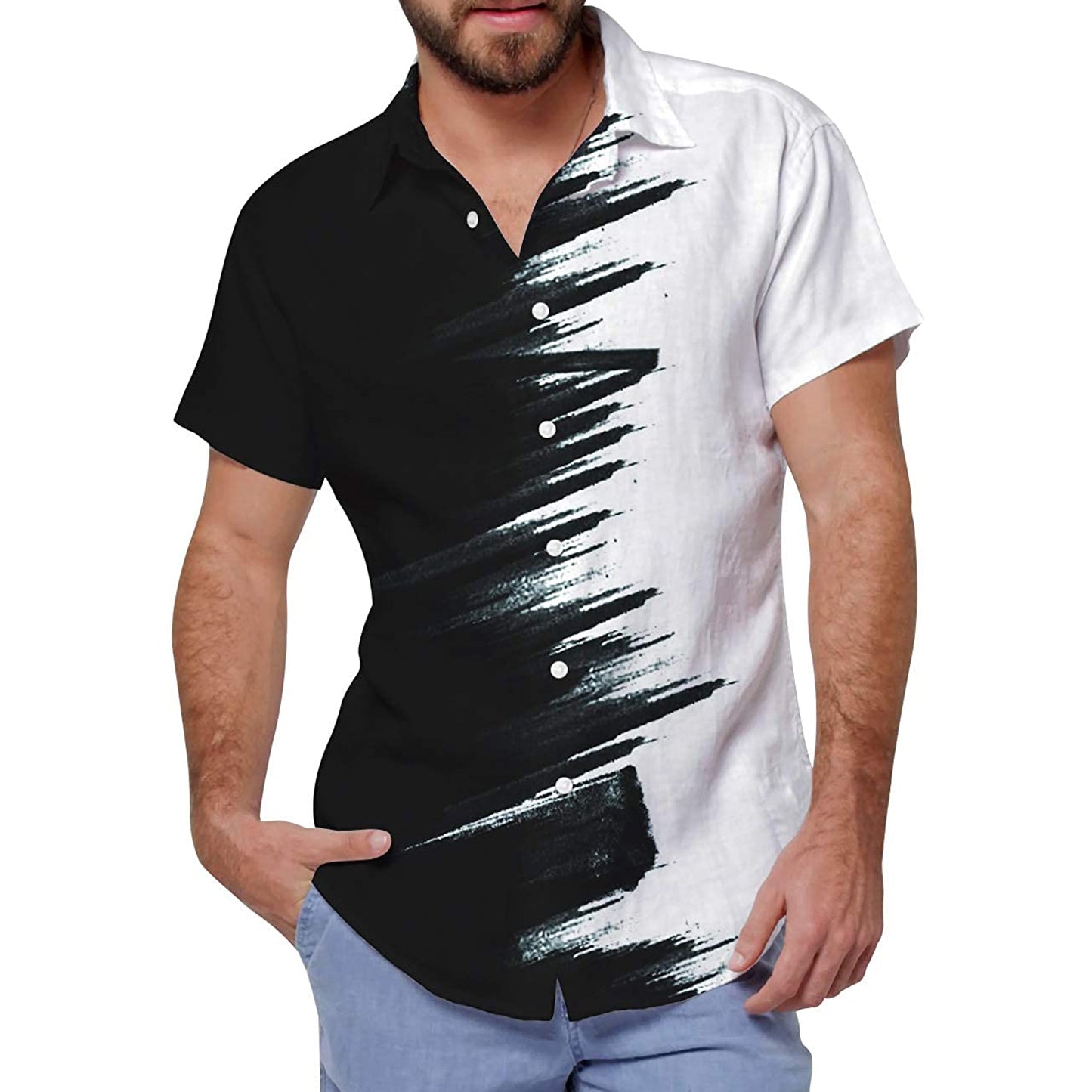 Lustiges Hawaiihemd in Schwarz und Weiß
