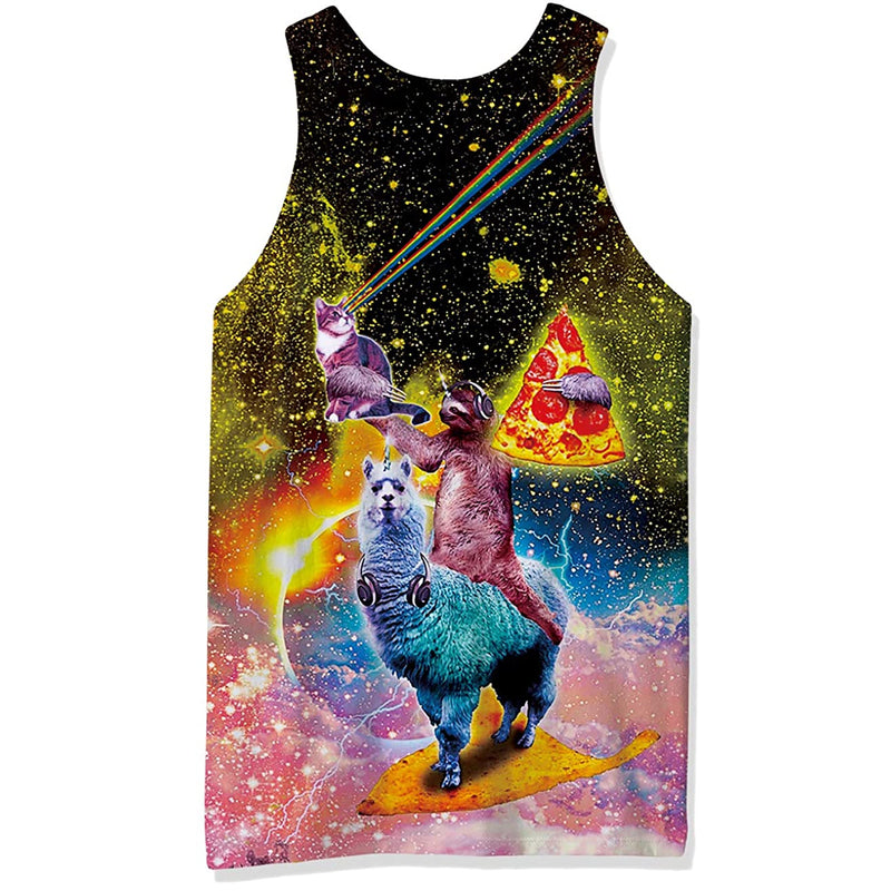 Sloth Riding Llama Cat Funny Tank Top