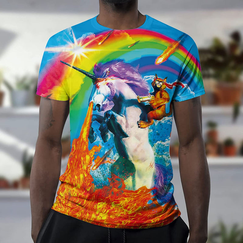 Cat Riding Unicorn Funny T Shirt