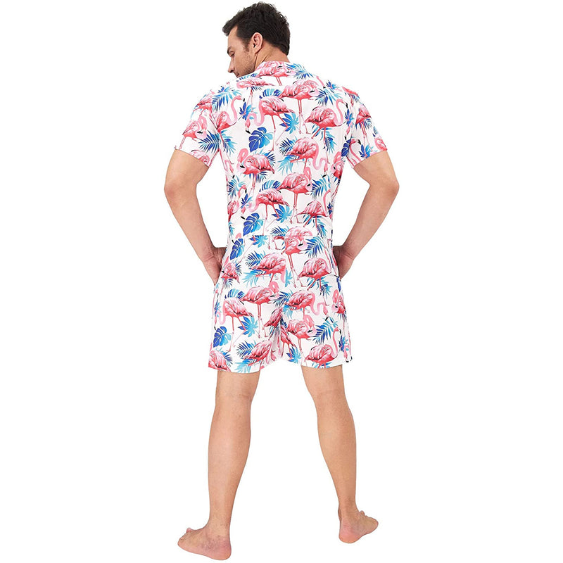 Flamingos White Male Romper