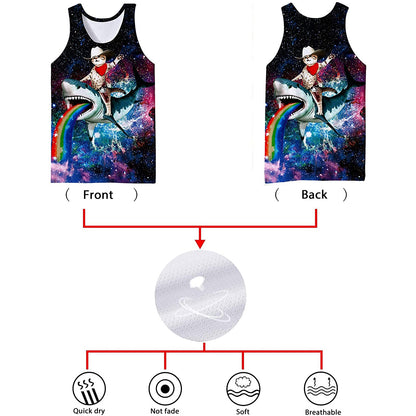 Cat Riding Shark Funny Tank Top