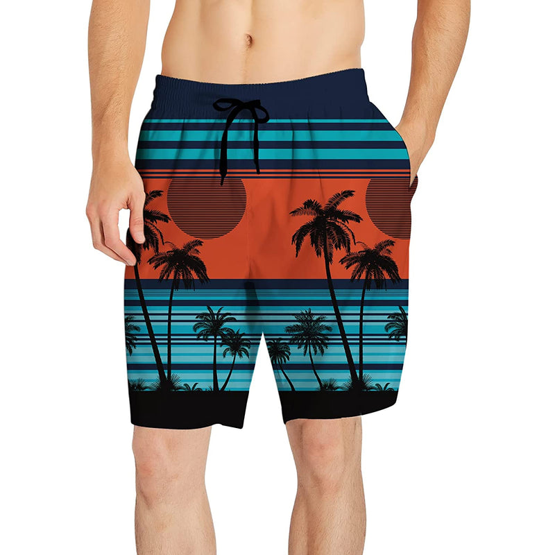 Sunset Palm Tree Funny Swim Trunks