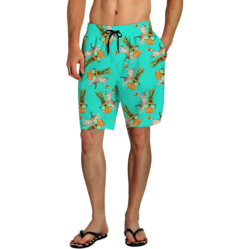 Music Cat Pineapple Funny Swim Trunks