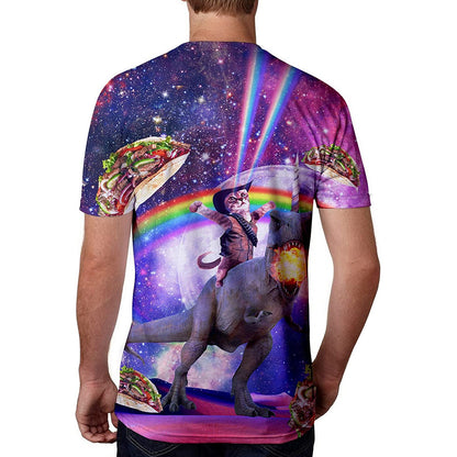 Cowboy Katze Spitfire Dinosaurier Lustiges T-Shirt