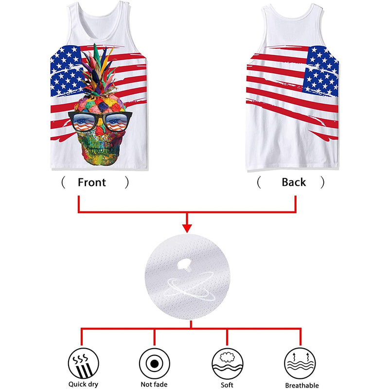 American Flag Skull Pineapple Tank Top