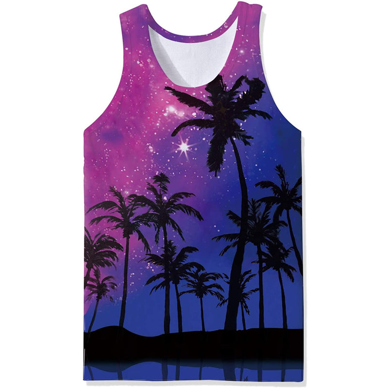 Galaxy Palm Tree Funny Tank Top