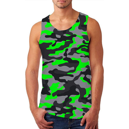 Lustiges Tank Top mit grünem Camouflage-Muster