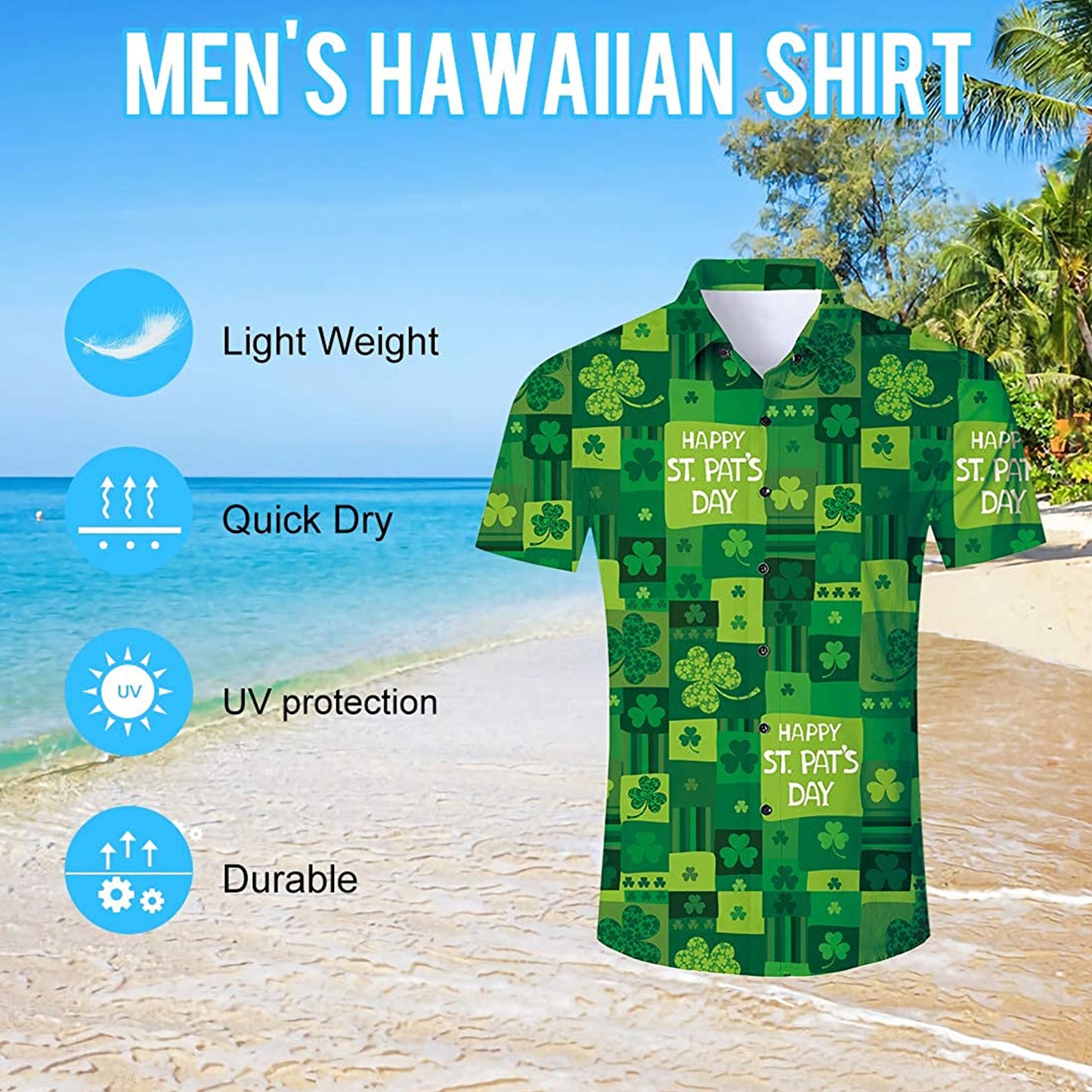 Grünes lustiges Hawaiihemd zum St. Patrick's Day