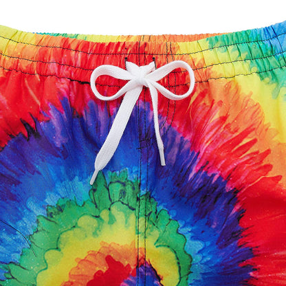 Lustige Badehose für Jungen mit Regenbogen-Batikmuster