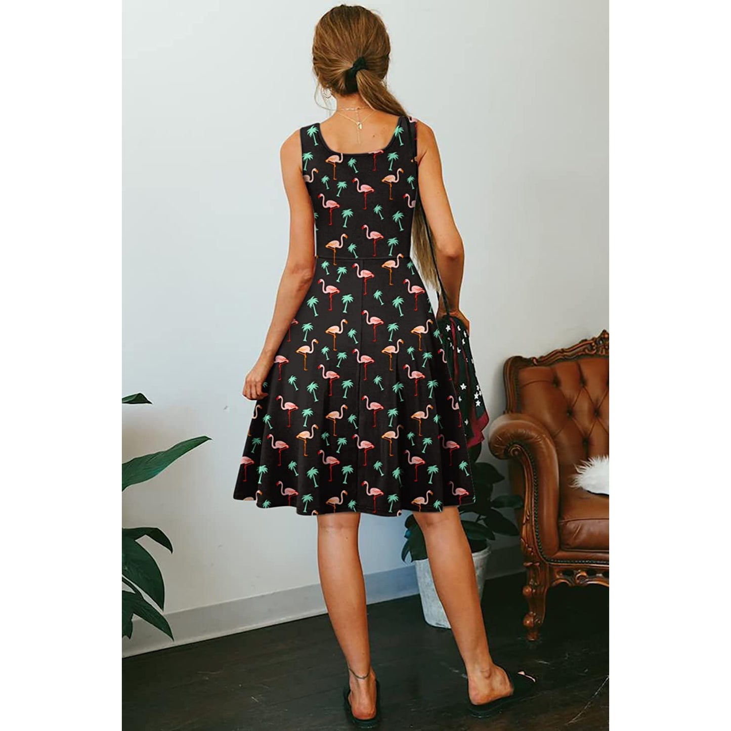Flamingos Palme Lustiges Kleid für Frauen