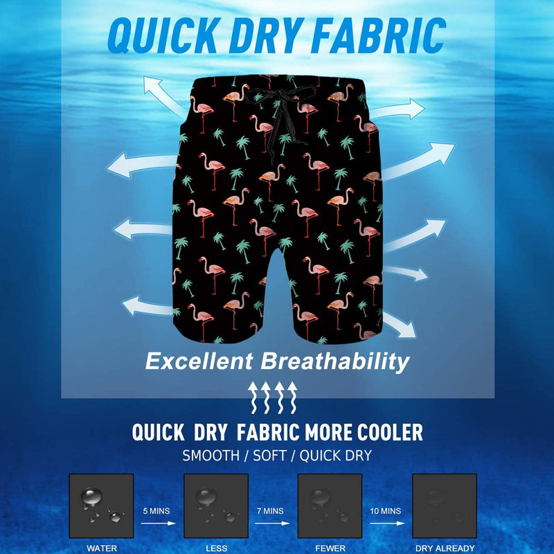 Palm Tree Flamingos Funny Swim Trunks