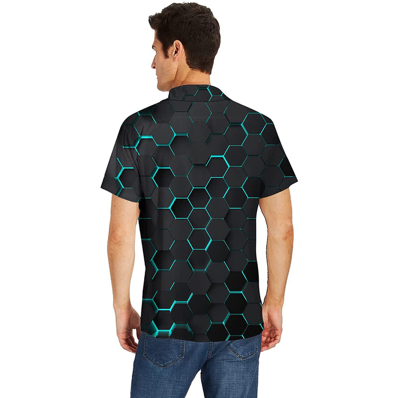 Blue Hexagon Funny Hawaiian Shirt