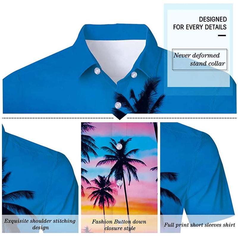 Blue Sunset Palm Tree Funny Hawaiian Shirt